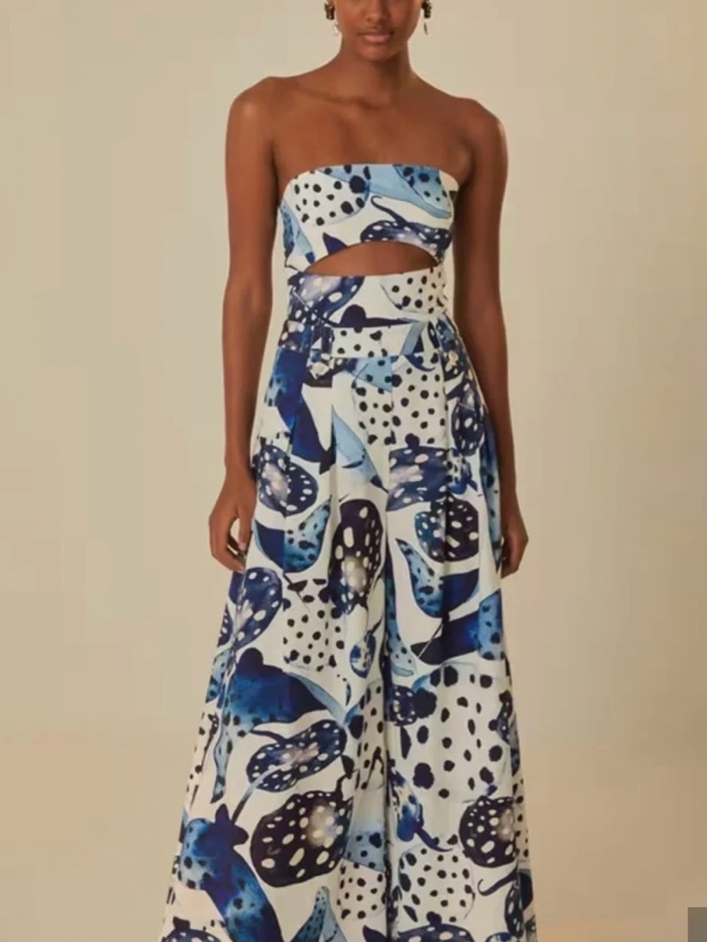 Farm Rio Manta Wide-Leg Strapless Jumpsuit